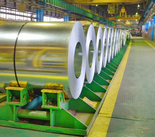 Cold rolled steel coils stored in a steel plant